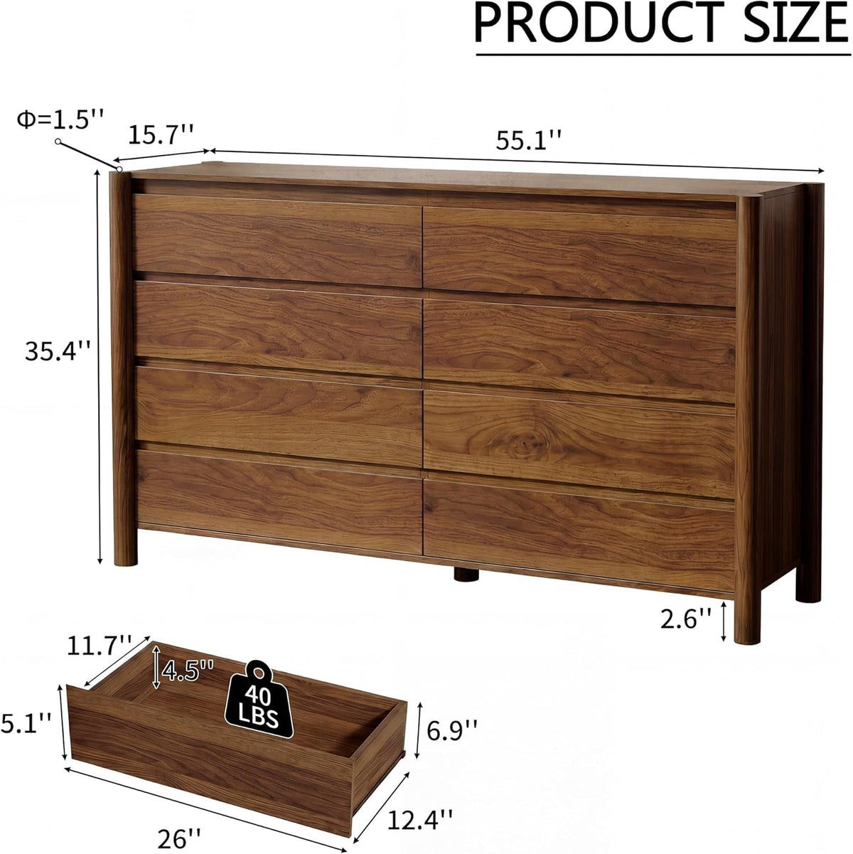 Mid-Century Eight-Drawer Dresser