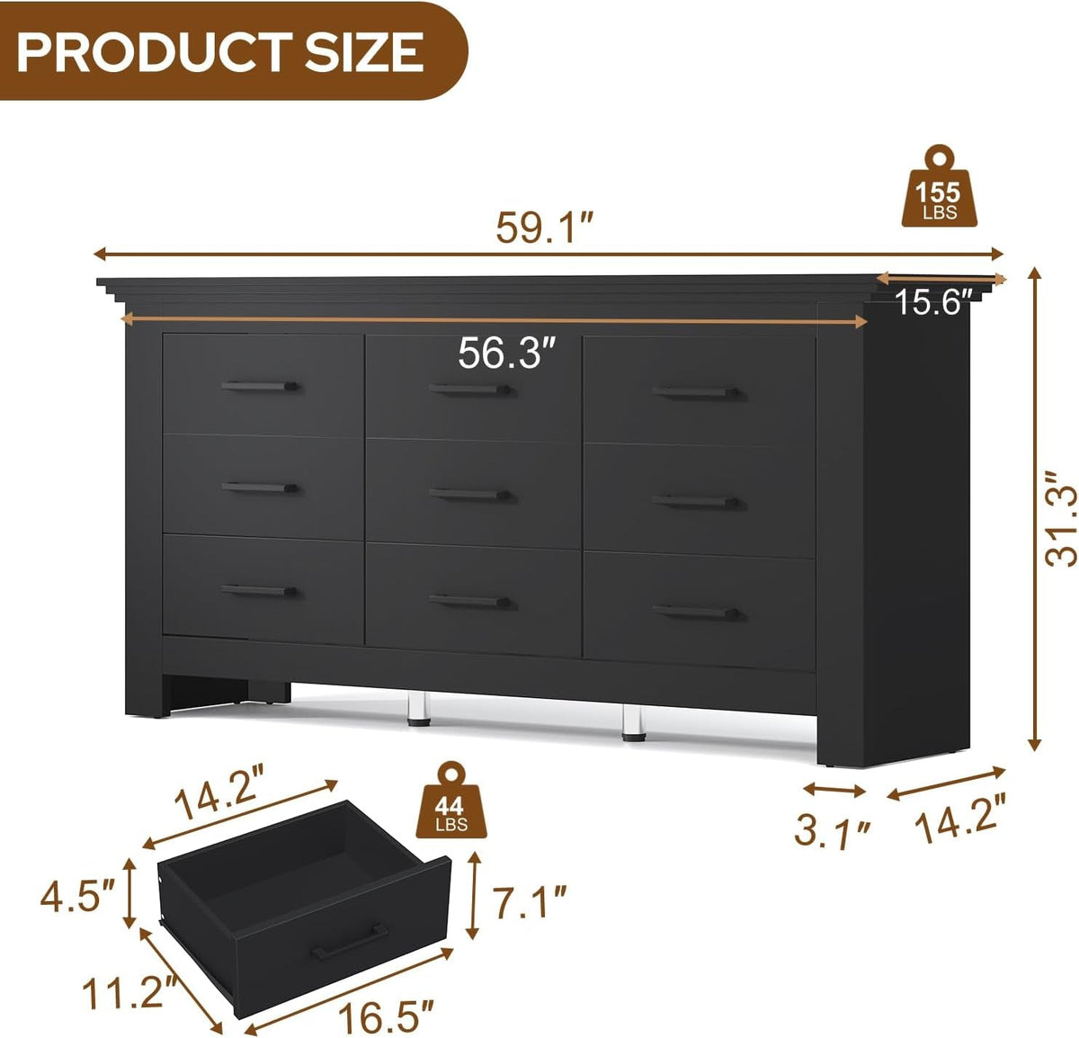 Classic Nine-Drawer Dresser