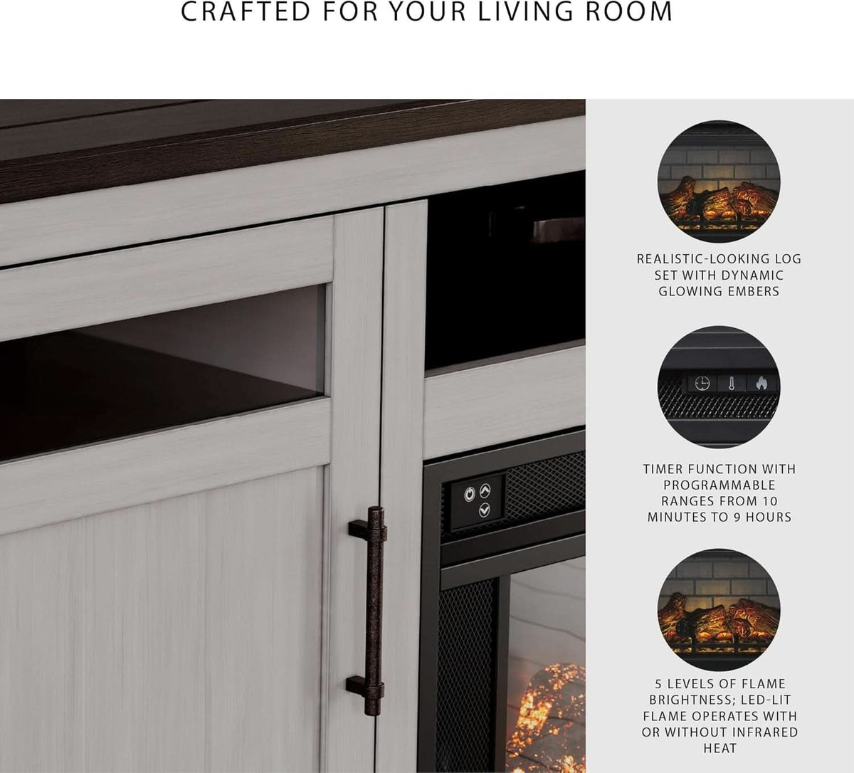 Light Gray Fireplace TV Console