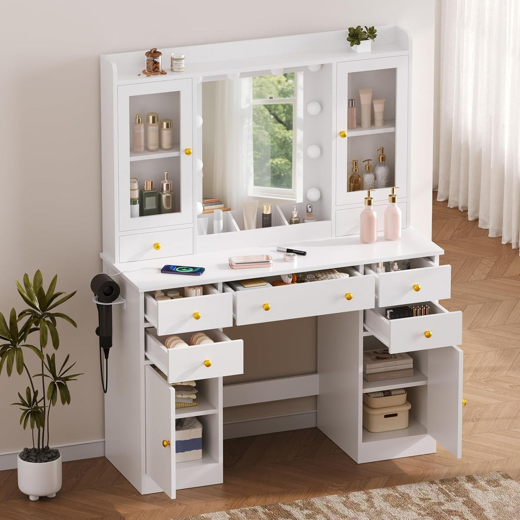 Seraphine Illuminated Vanity Desk with Display Storage