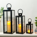 Black Frame Candle Lanterns — Set of 3