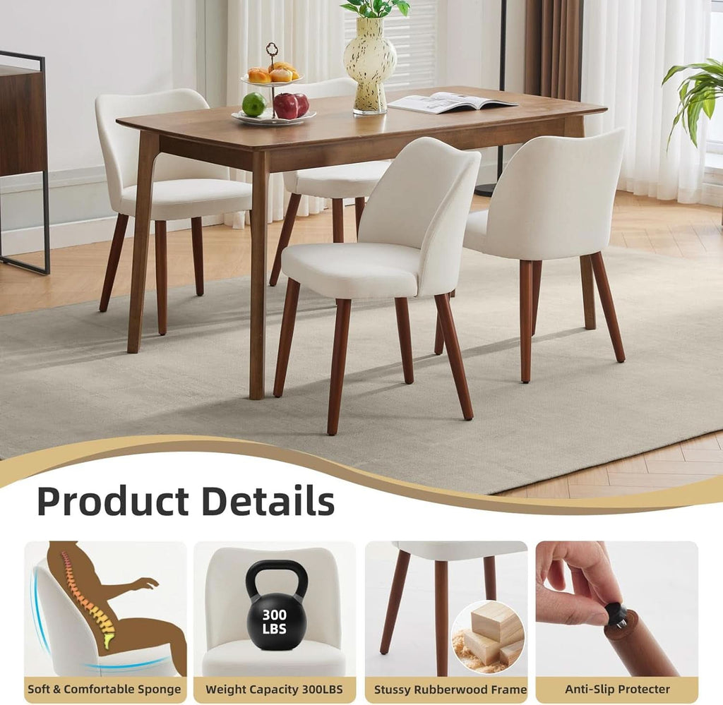 Elara Cream Upholstered Dining Chairs - Set of 2