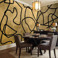 Abstract Gold and Black Linework Wall Mural