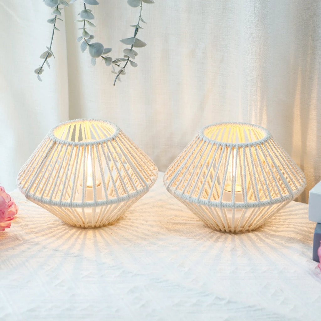 Woven Cotton Accent Lamps — Set of 2