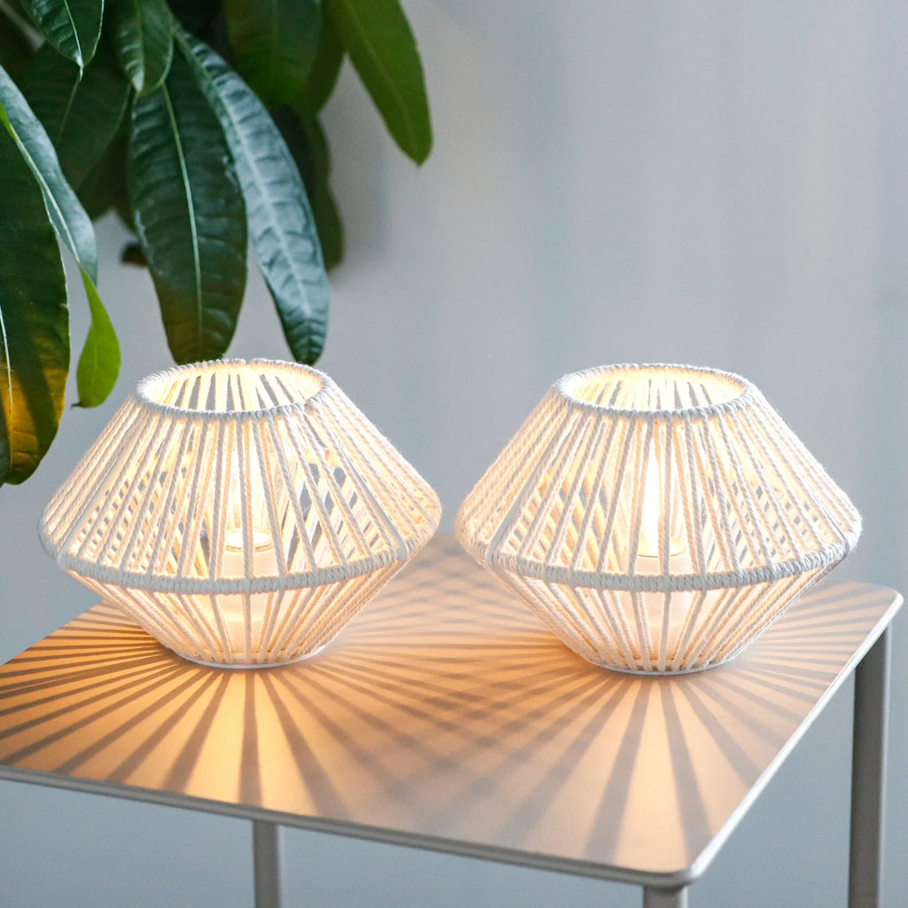 Woven Cotton Accent Lamps — Set of 2