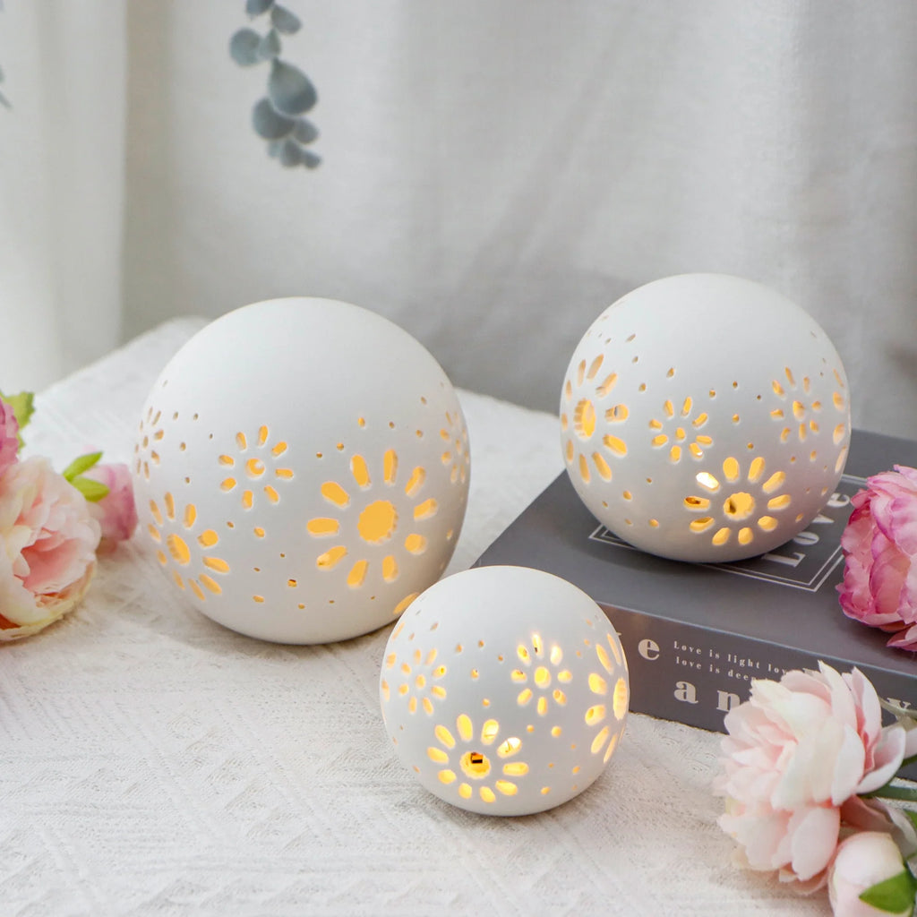 Floral Ceramic Accent Lamps — Set of 3