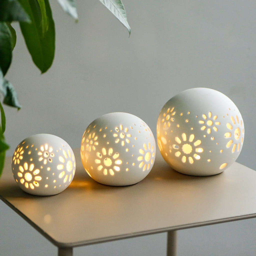 Floral Ceramic Accent Lamps — Set of 3