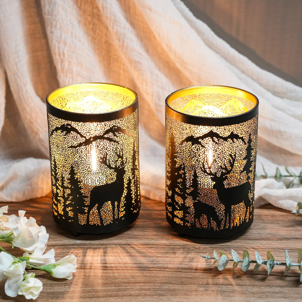 Etched Metal Accent Lamps — Set of 2