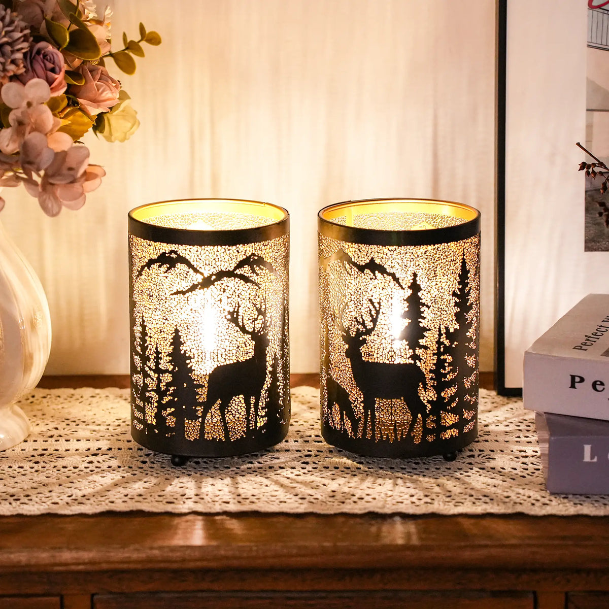 Etched Metal Accent Lamps — Set of 2