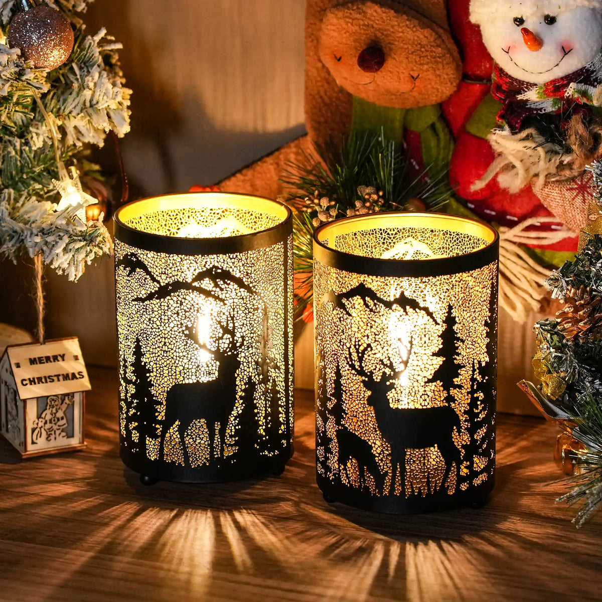 Etched Metal Accent Lamps — Set of 2