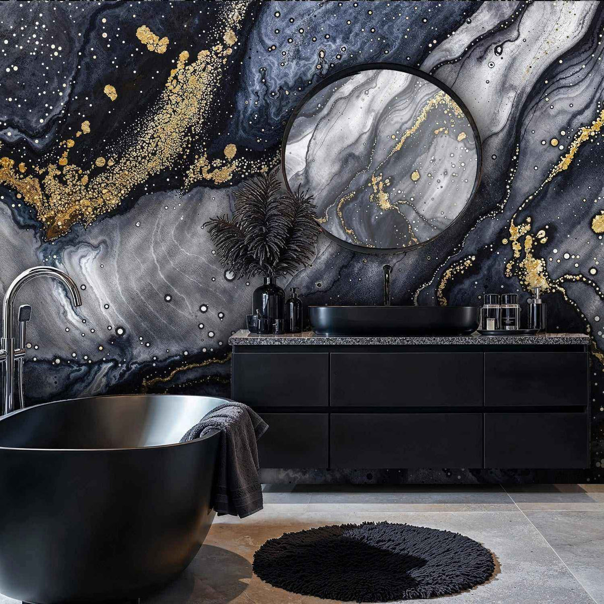 Blue and Gold Marble Wall Mural