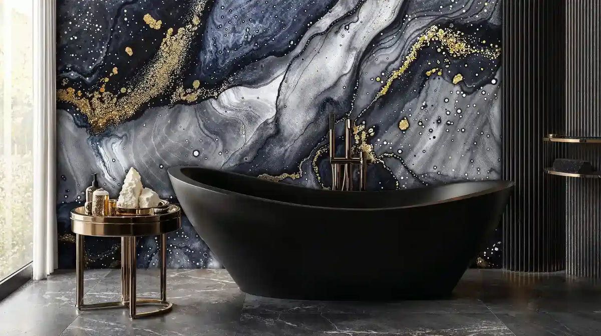 Blue and Gold Marble Wall Mural