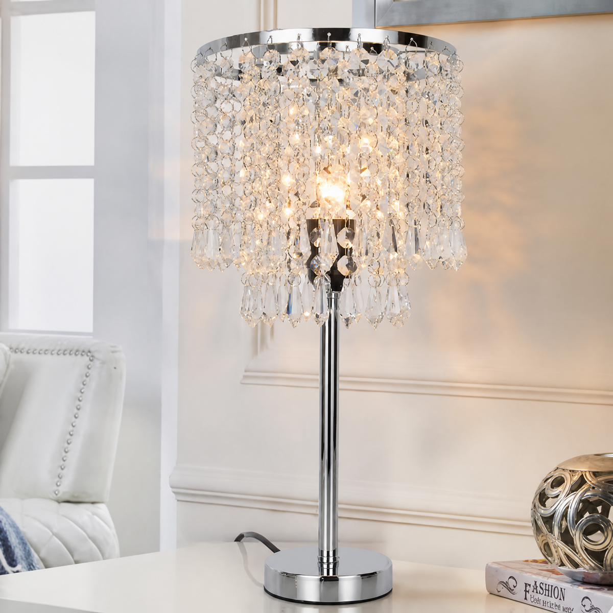 Crystal Cascade Table Lamp