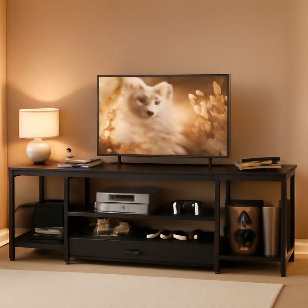 Industrial Black TV Console