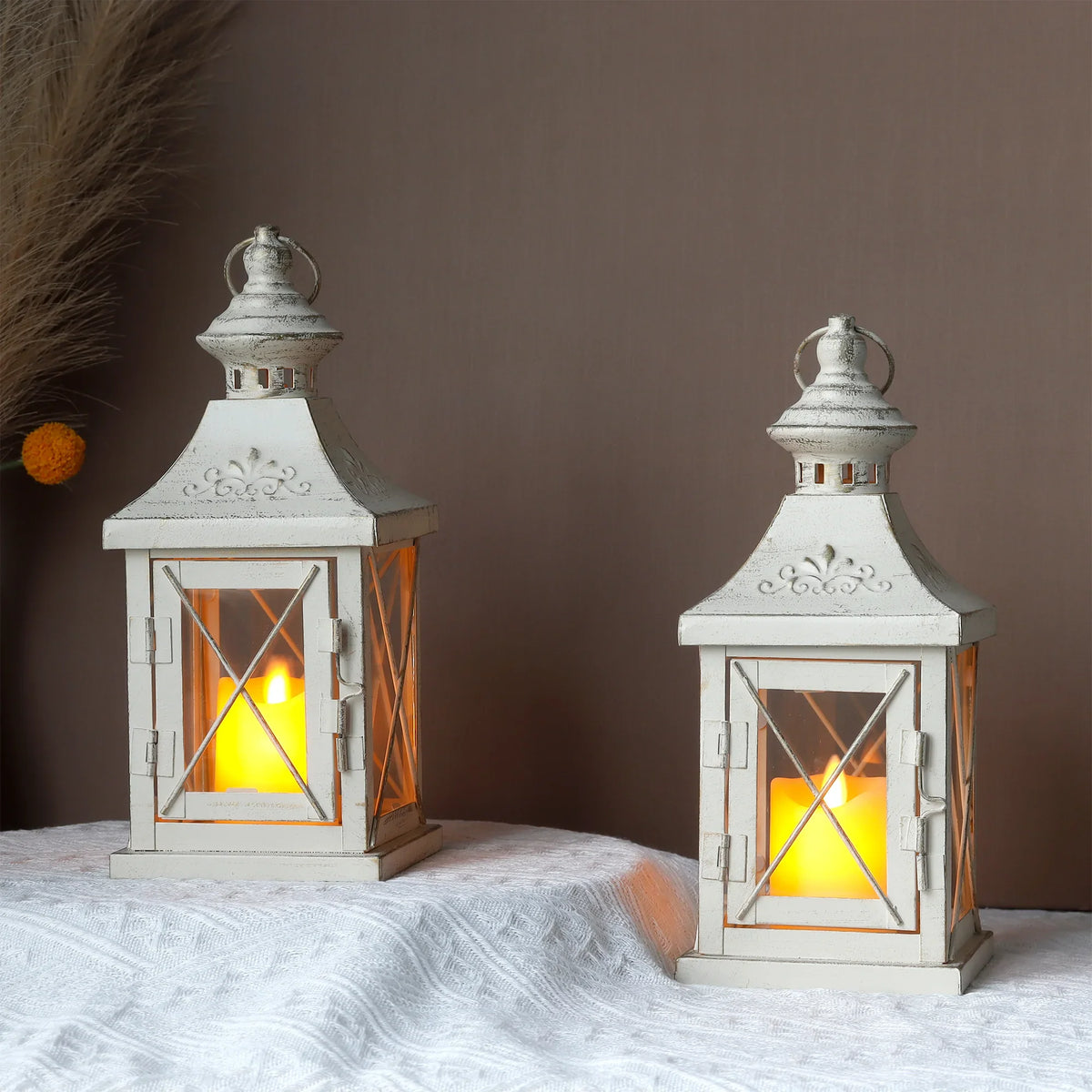 Ivory Candle Lanterns — Set of 2