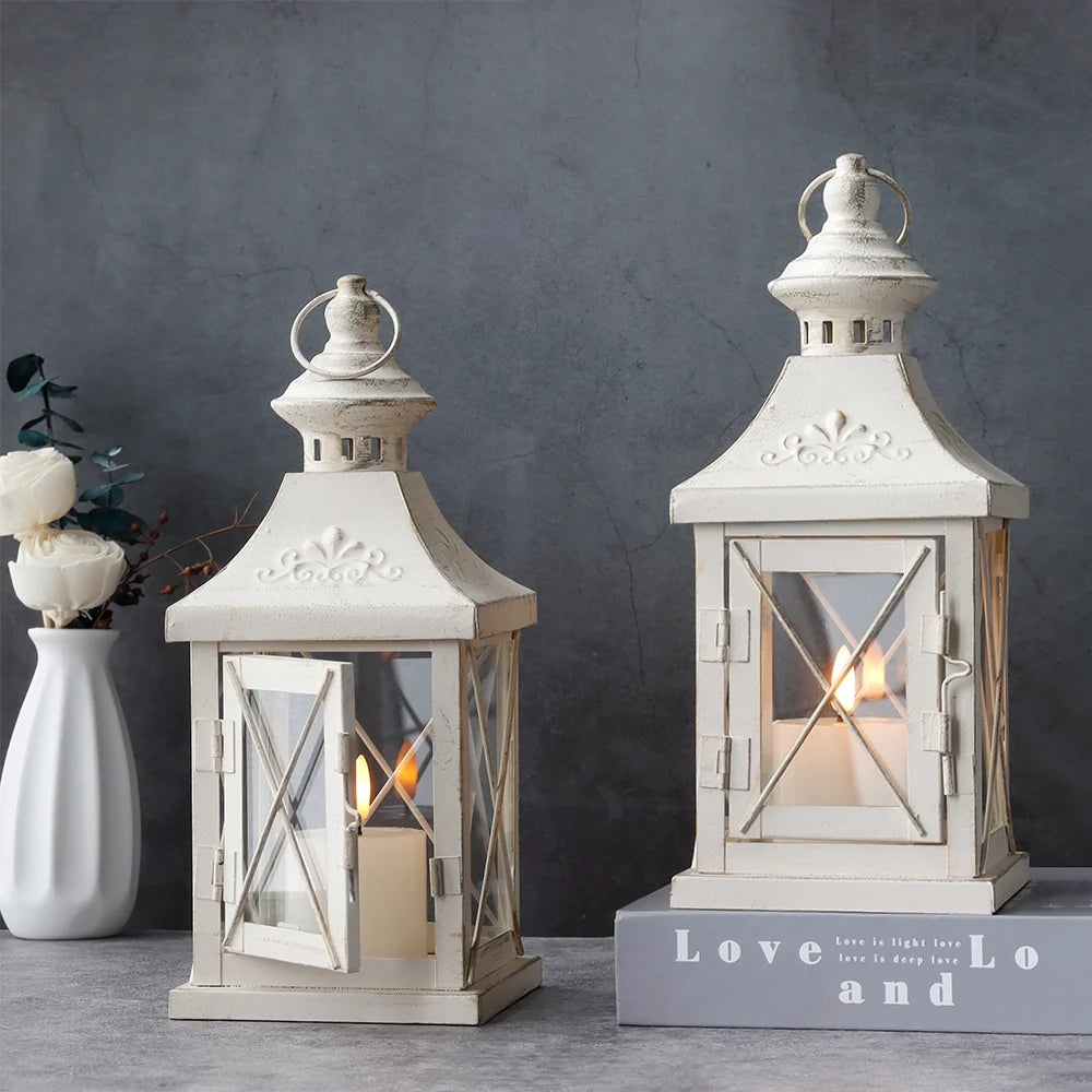 Ivory Candle Lanterns — Set of 2