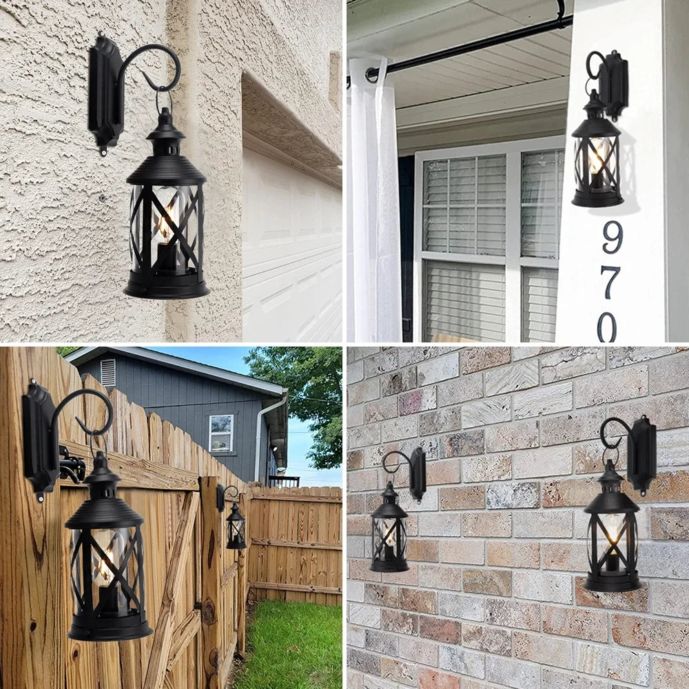 Black Hanging Lantern with Wall Hook