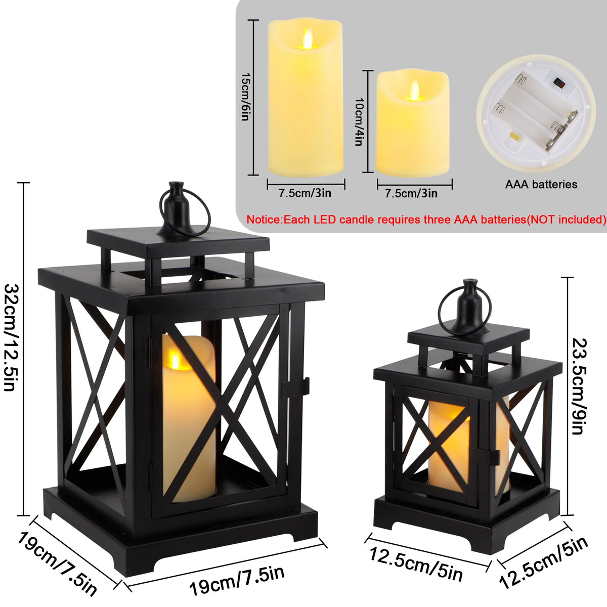 Open-Frame LED Candle Lanterns — Set of 2