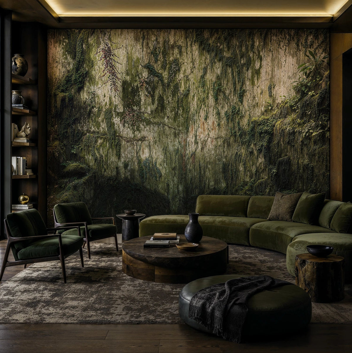 Overgrown Moss Cliff Wall Mural
