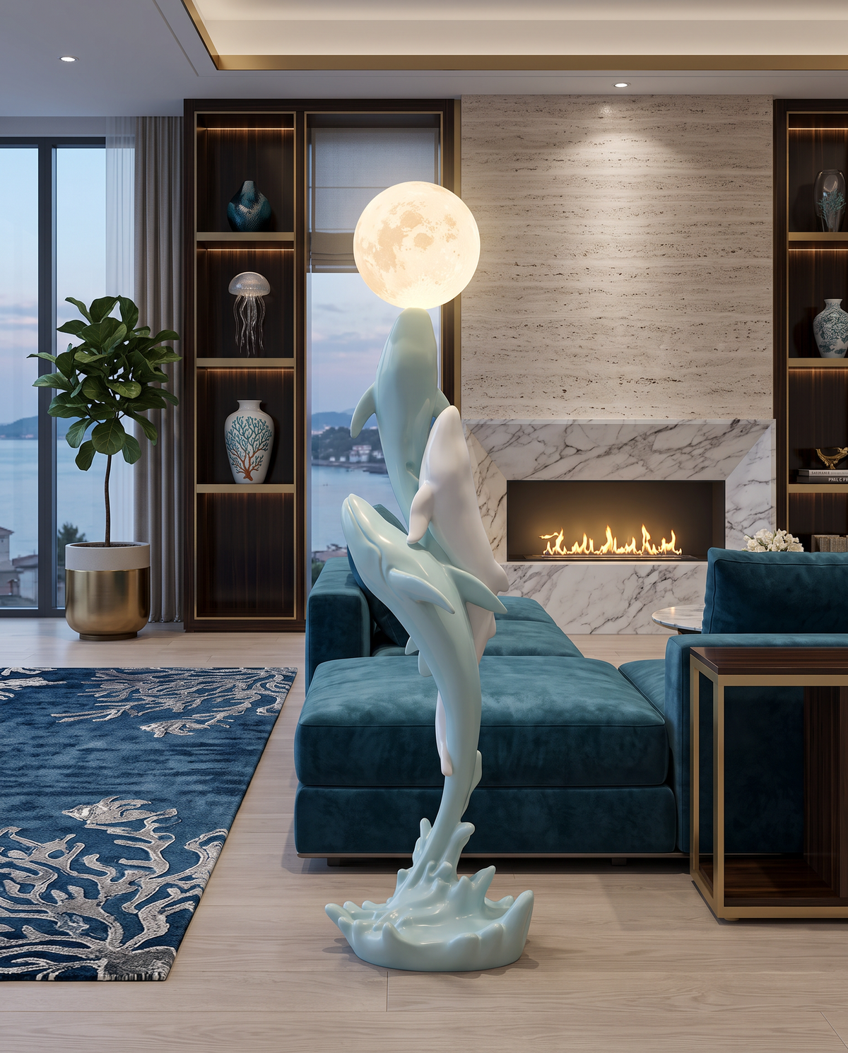 Moonlit Dolphin Floor Lamp