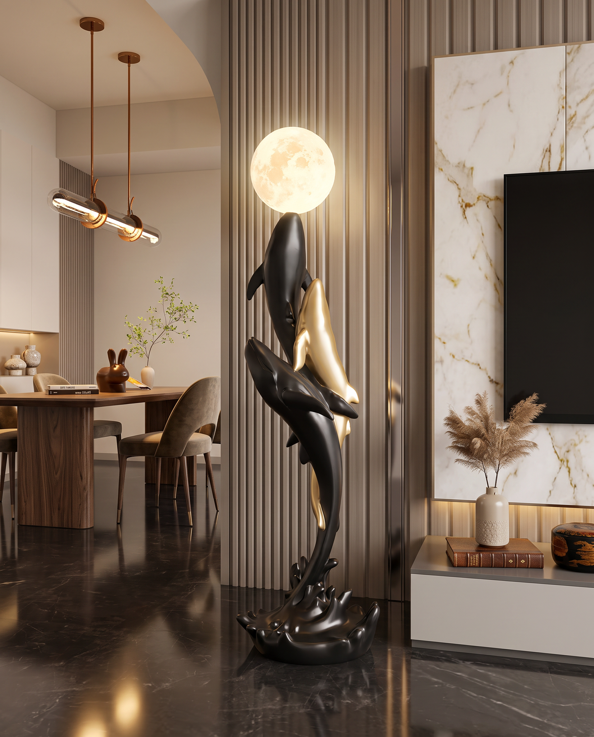 Moonlit Dolphin Floor Lamp