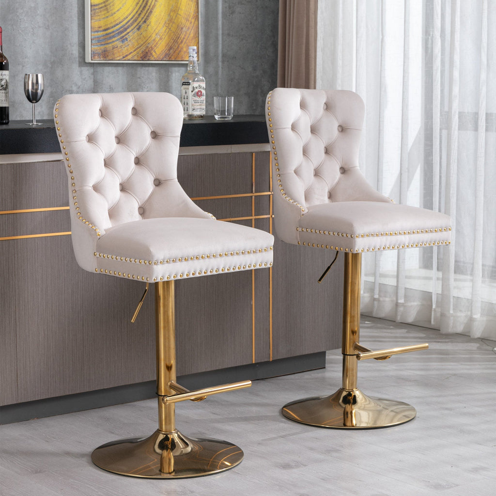 Aurelie Tufted Bar Stools, Set of 2
