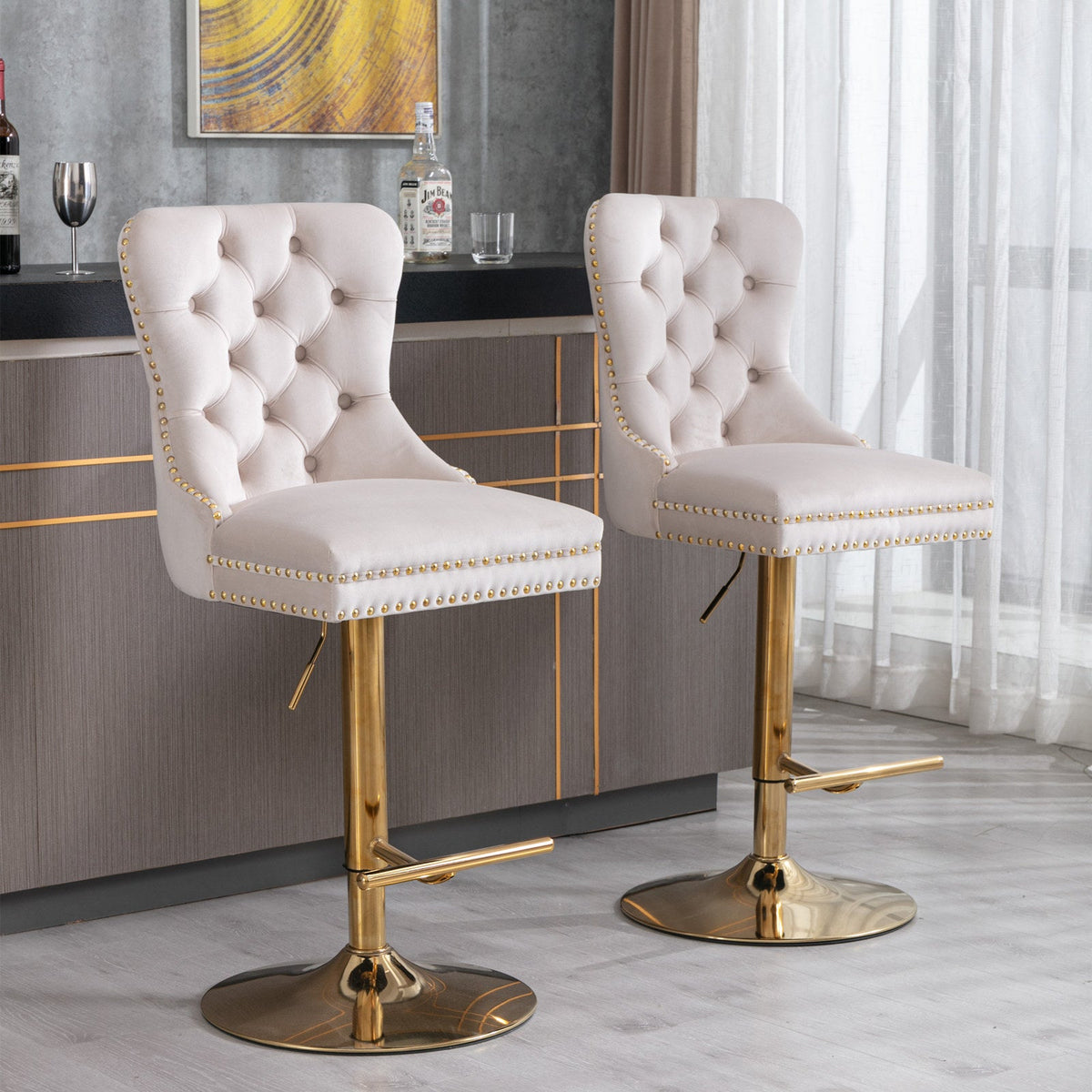 Aurelie Tufted Bar Stools, Set of 2