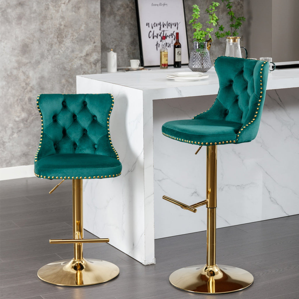 Valencia Velvet Swivel Bar Stool, Set of 2