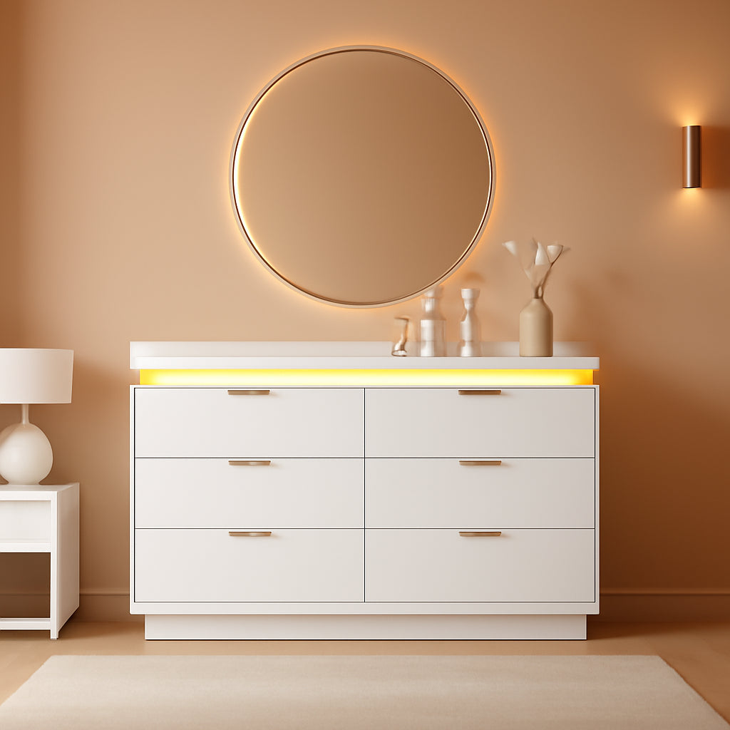 Illuminated Nine-Drawer Dresser