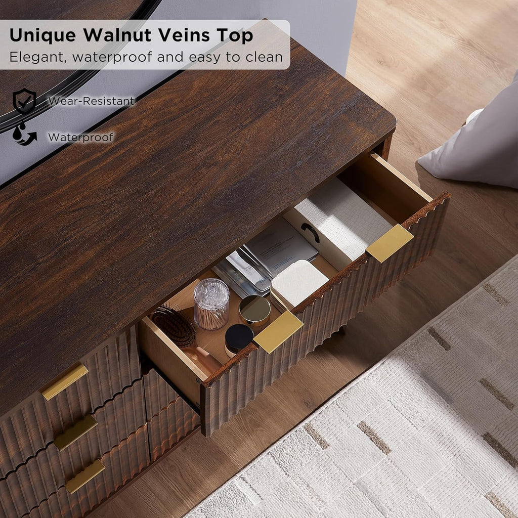 Fluted Six-Drawer Dresser