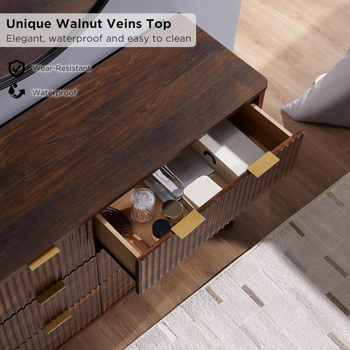 Fluted Six-Drawer Dresser