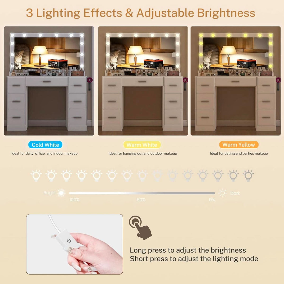 Isolde Illuminated Vanity Desk