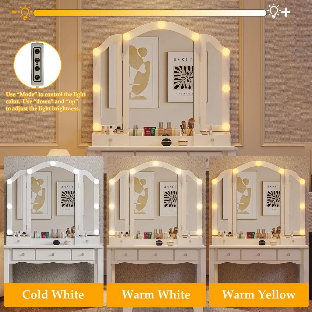 Genevieve Tri-Fold Illuminated Vanity Desk