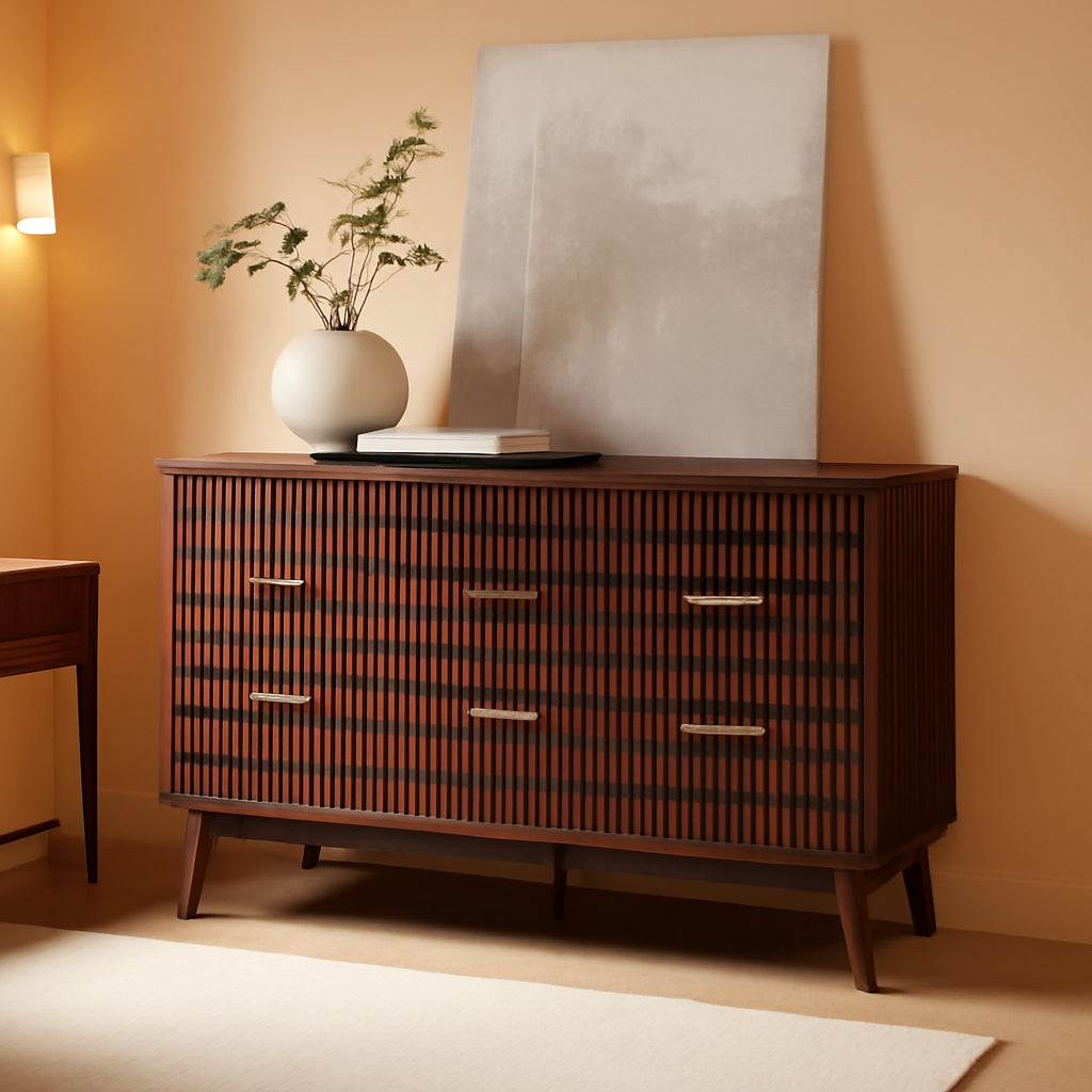 Fluted Six-Drawer Dresser