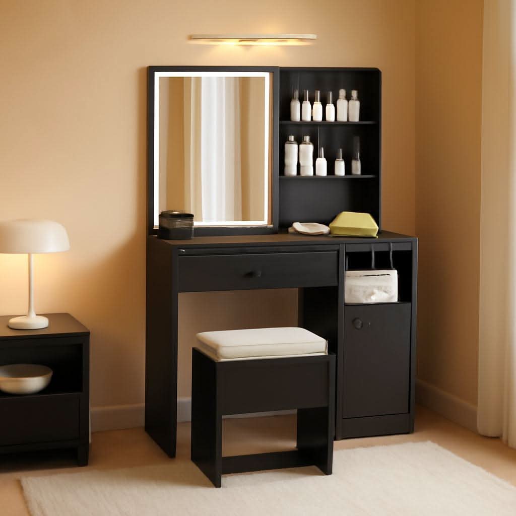 Sabine Black Illuminated Vanity Desk