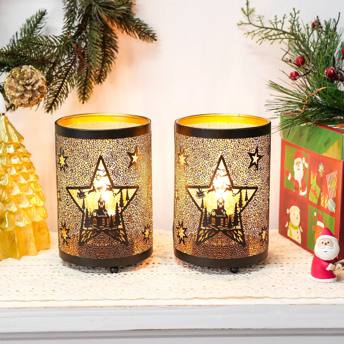 Etched Star Accent Lamps — Set of 12