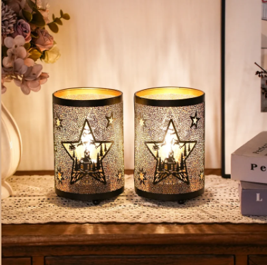 Etched Metal Accent Lamps — Set of 2