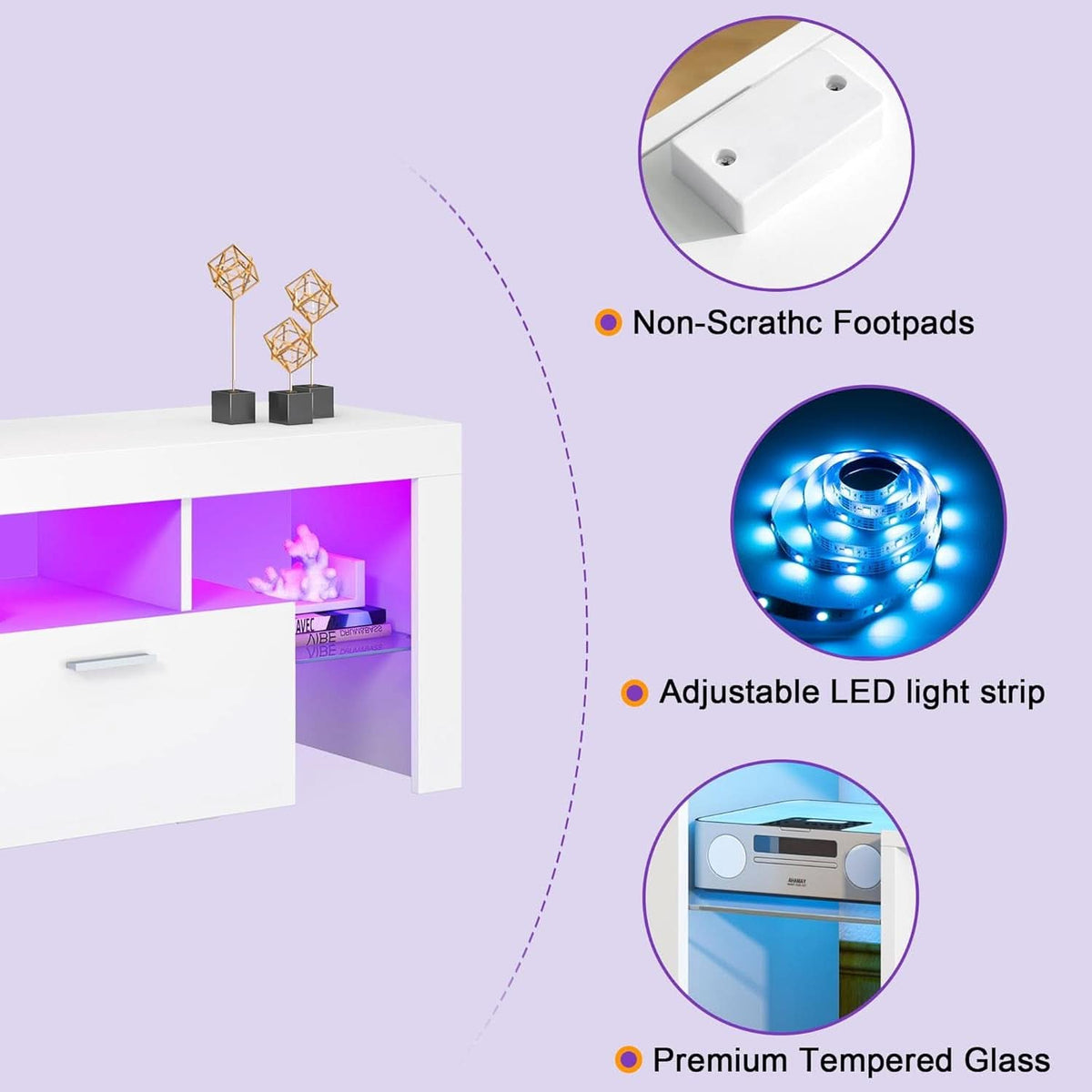 White LED TV Console