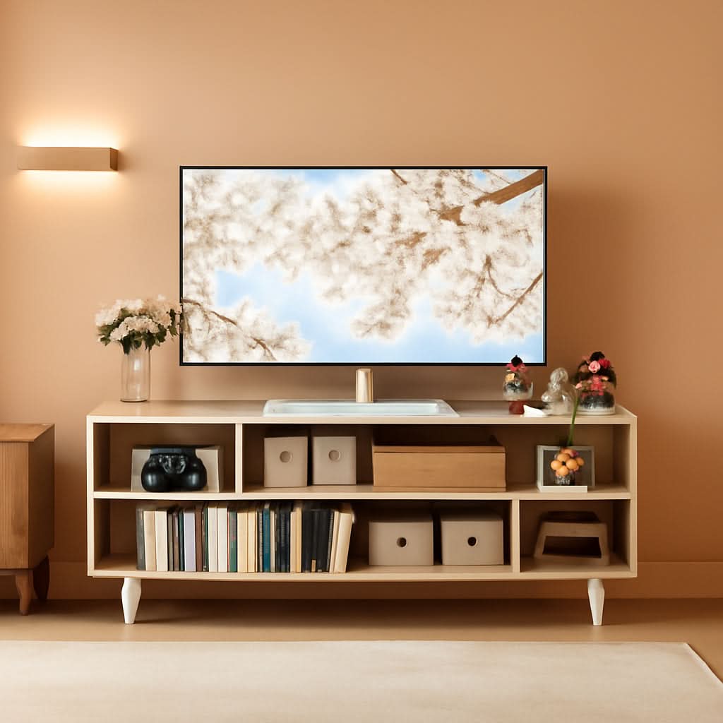 Walnut Open-Shelf TV Console