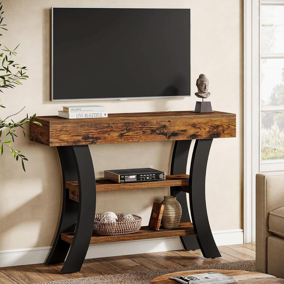 Aster Curved-Shelf Console Table