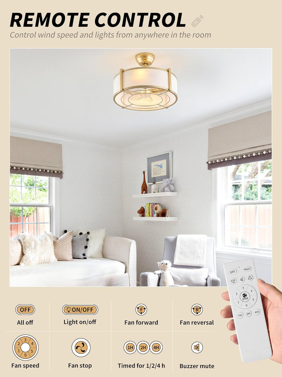 Gold Crystal Ceiling Fan
