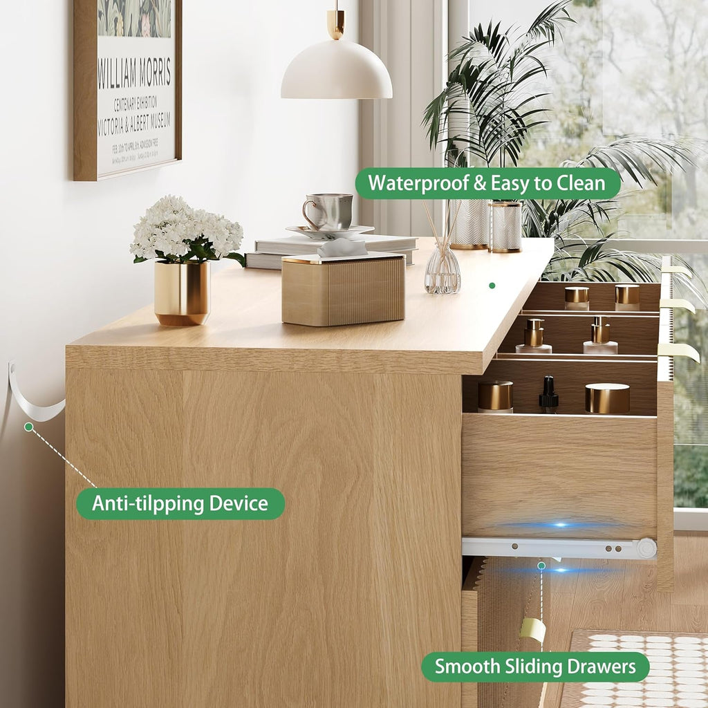 Fluted Nine-Drawer Dresser