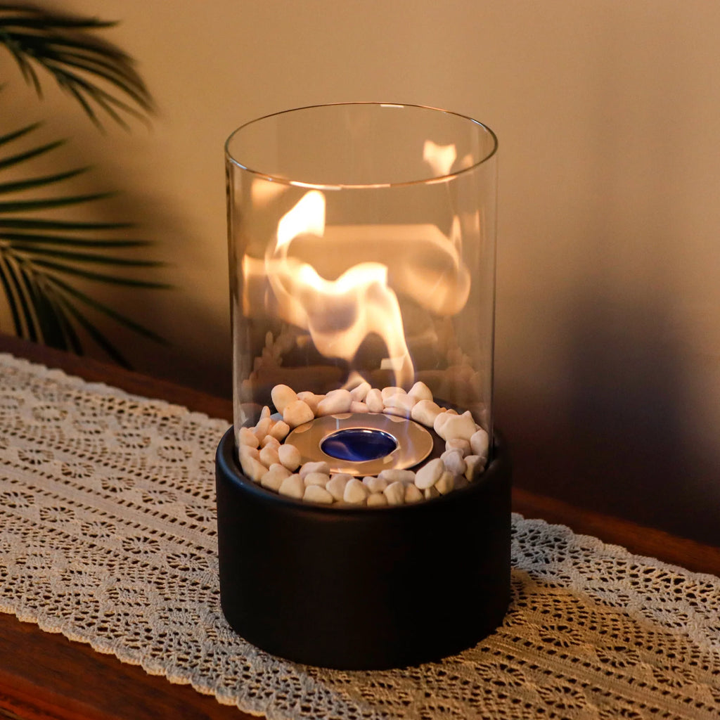 Black Round Tabletop Fire Bowl