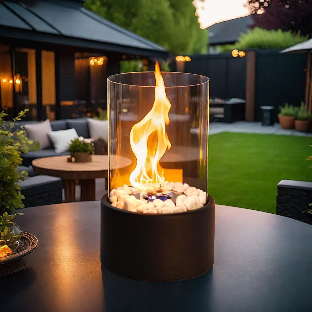 Black Round Tabletop Fire Bowl
