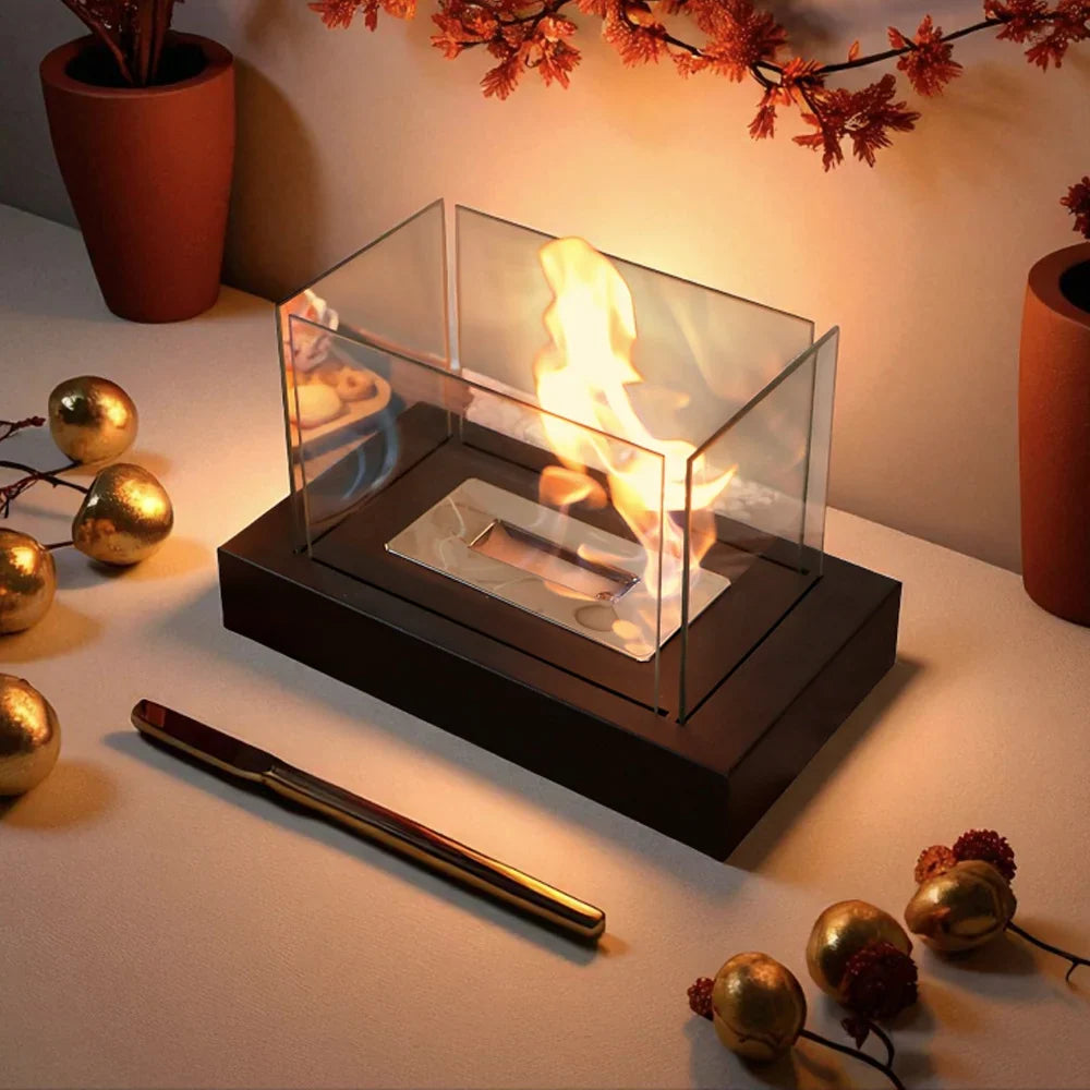 Four-Sided Glass Tabletop Fireplace