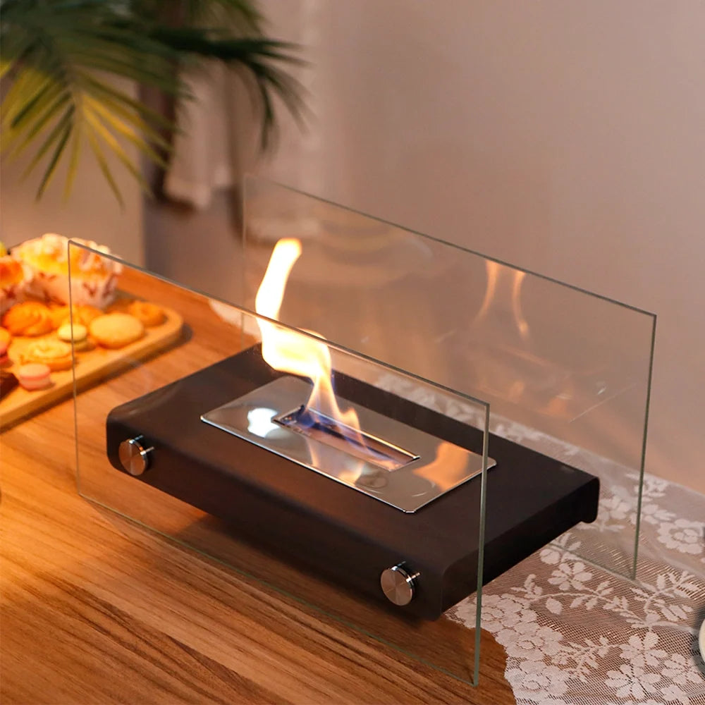 White Rectangular Tabletop Fireplace