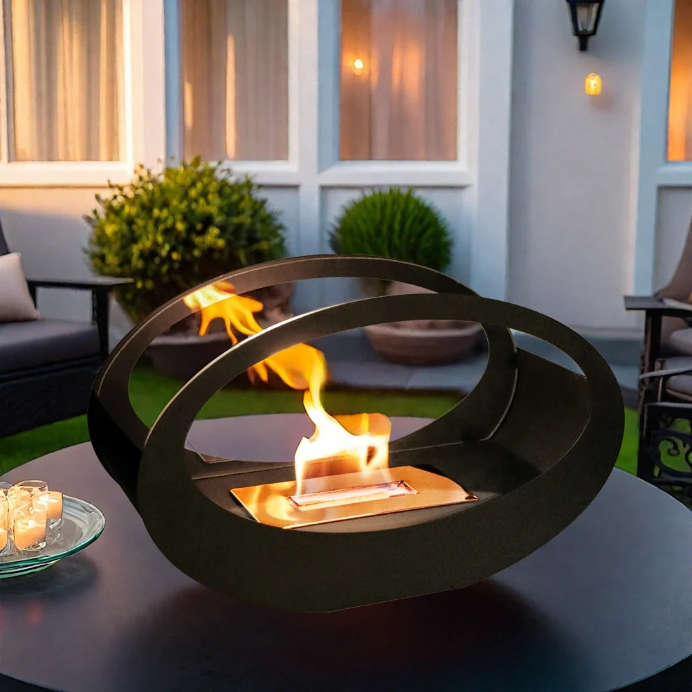 Black Ring Tabletop Fireplace