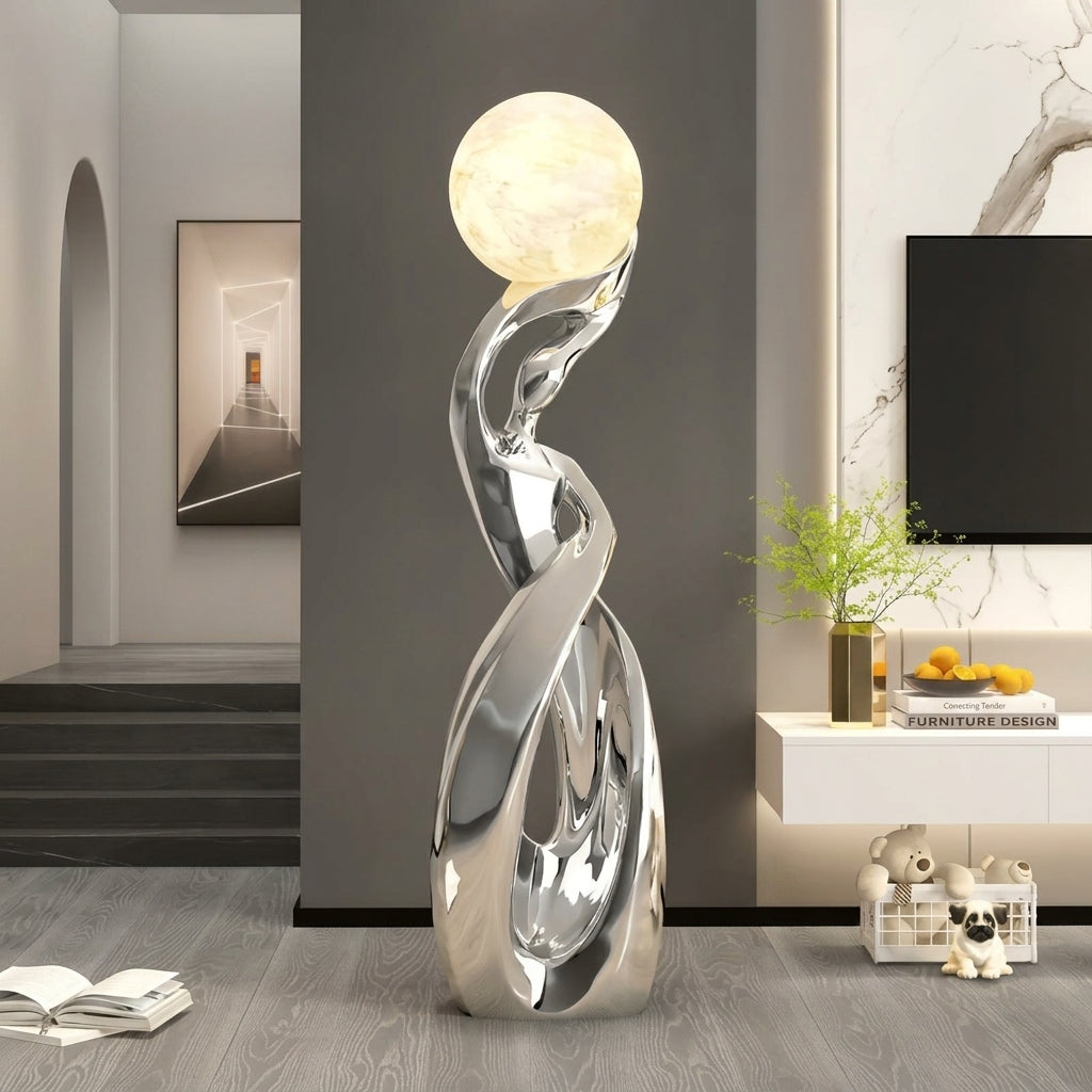 Solenne Modern Sculptural Orb Floor Lamp