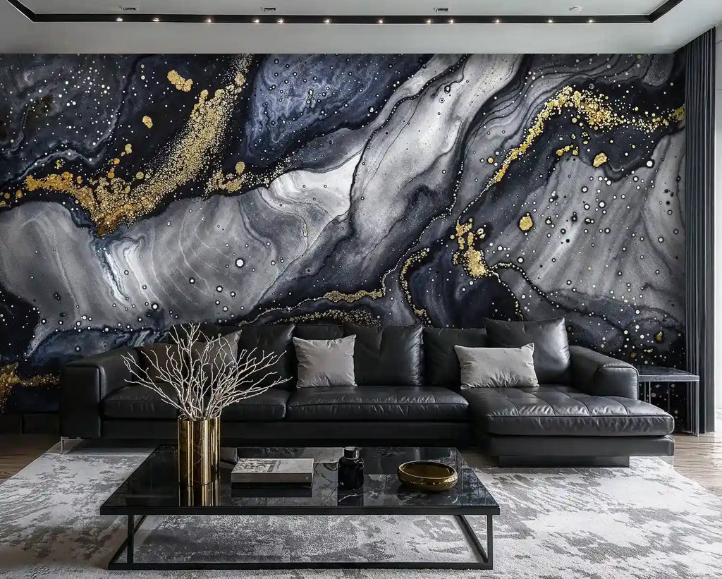 Blue and Gold Marble Wall Mural
