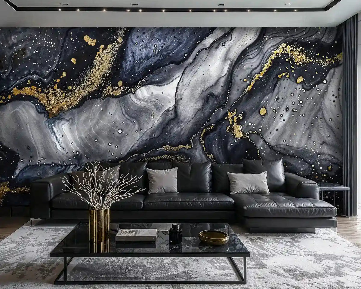 Blue and Gold Marble Wall Mural